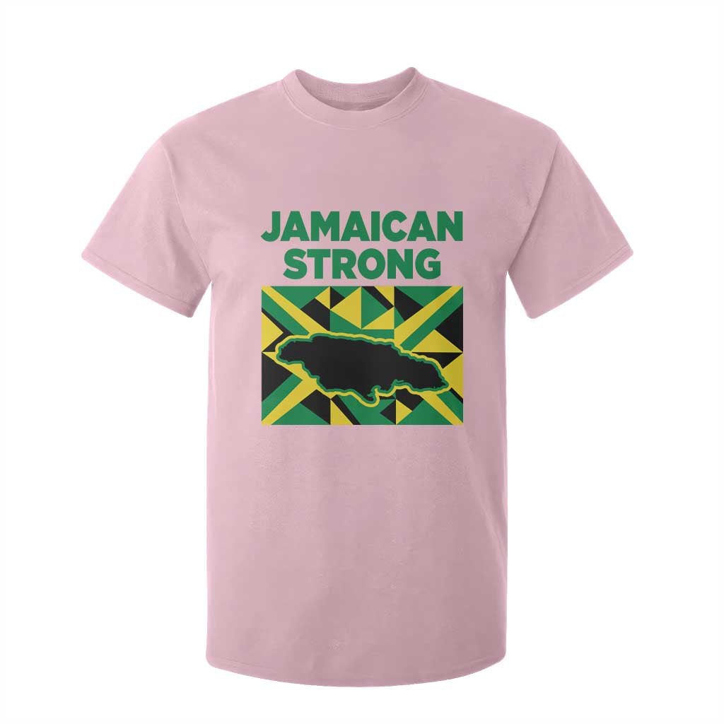 Jamaican Strong Resilience Geometric Flag T Shirt For Kid Abstract Island Map and Heritage TS02 Light Pink Print Your Wear