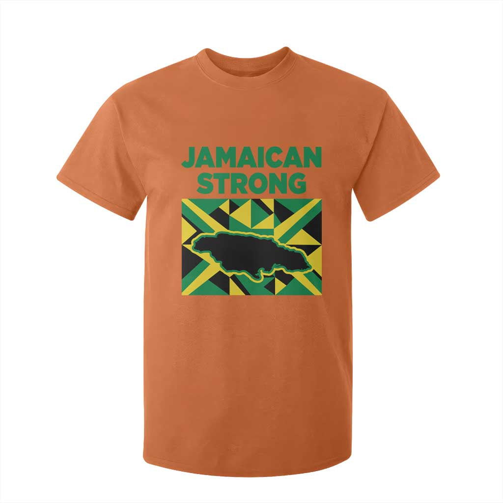 Jamaican Strong Resilience Geometric Flag T Shirt For Kid Abstract Island Map and Heritage TS02 Orange Print Your Wear