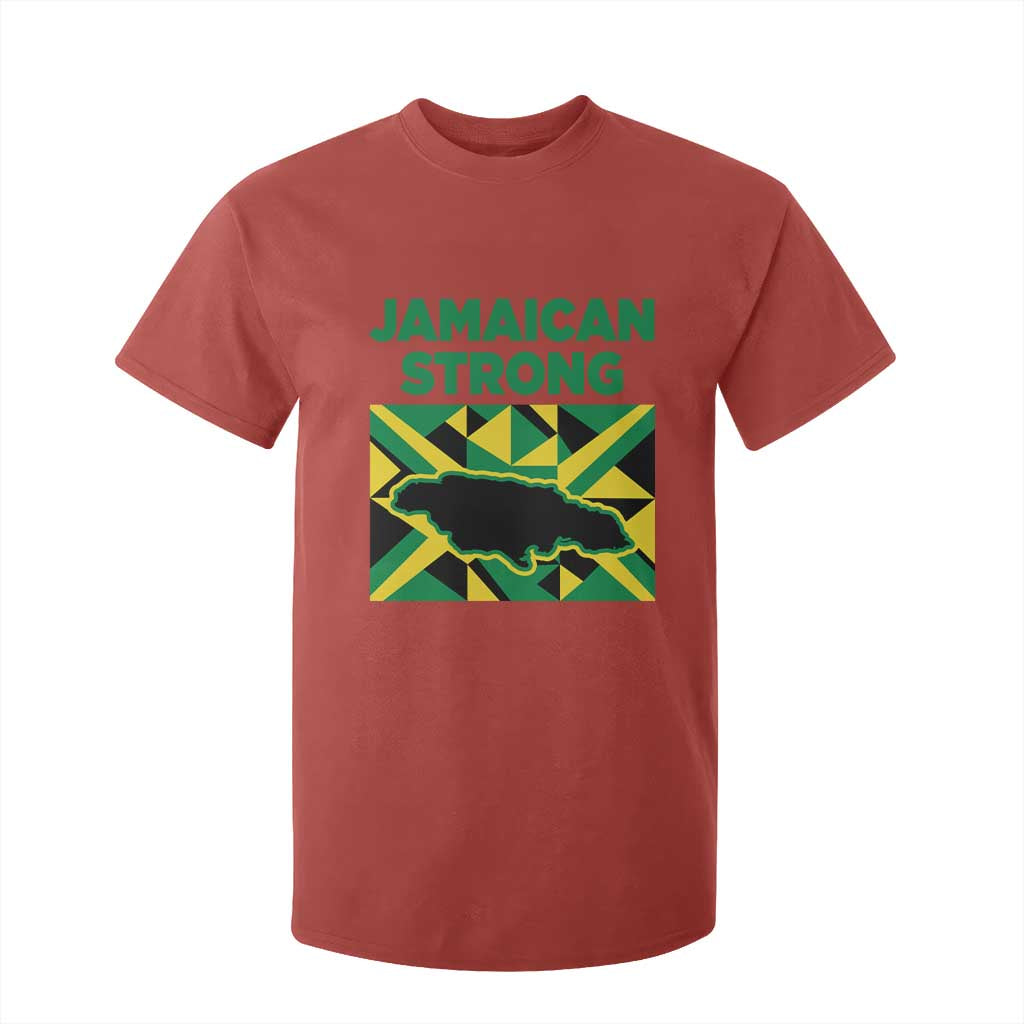 Jamaican Strong Resilience Geometric Flag T Shirt For Kid Abstract Island Map and Heritage TS02 Red Print Your Wear
