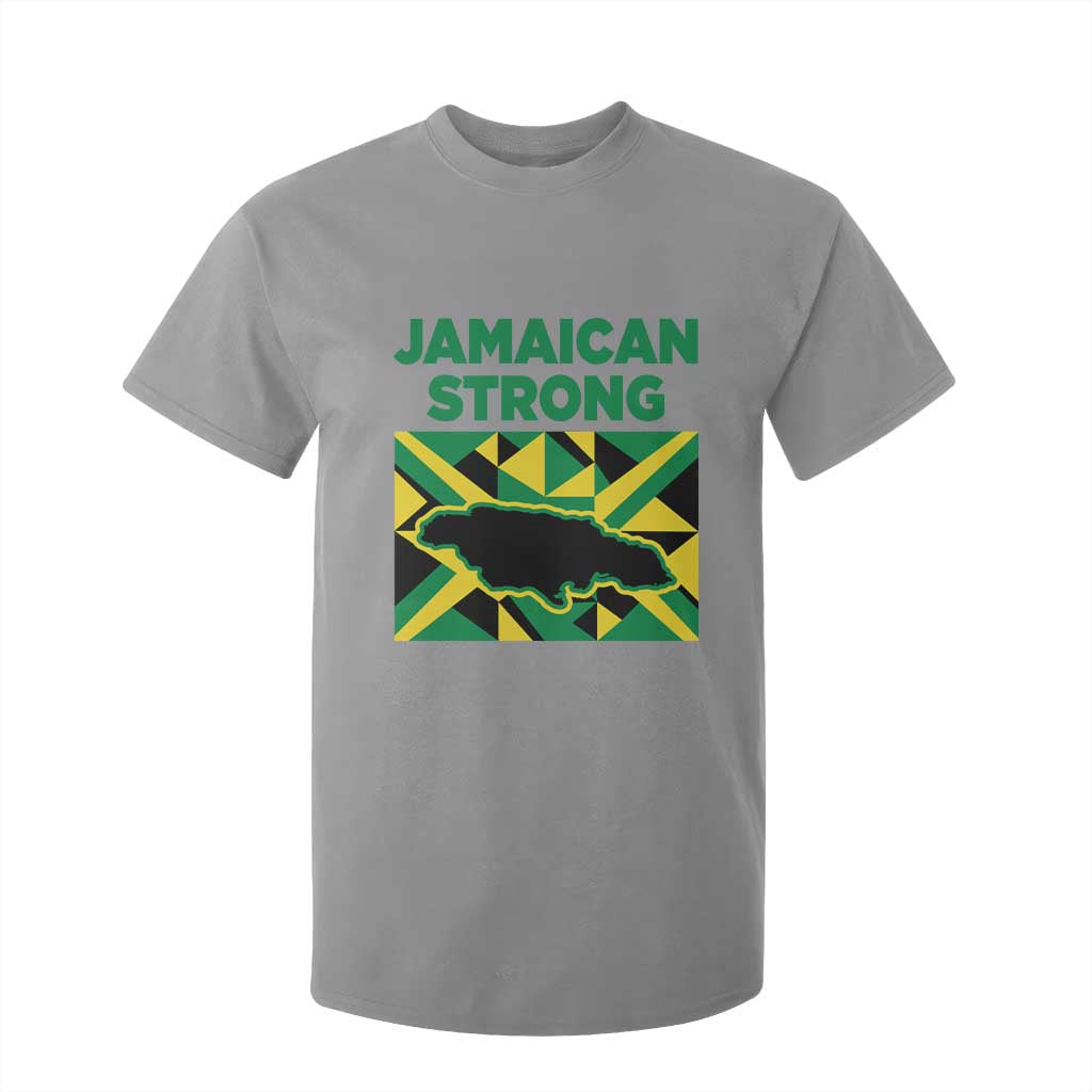 Jamaican Strong Resilience Geometric Flag T Shirt For Kid Abstract Island Map and Heritage TS02 Sport Gray Print Your Wear