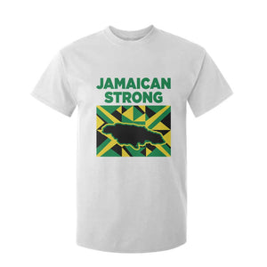 Jamaican Strong Resilience Geometric Flag T Shirt For Kid Abstract Island Map and Heritage TS02 White Print Your Wear