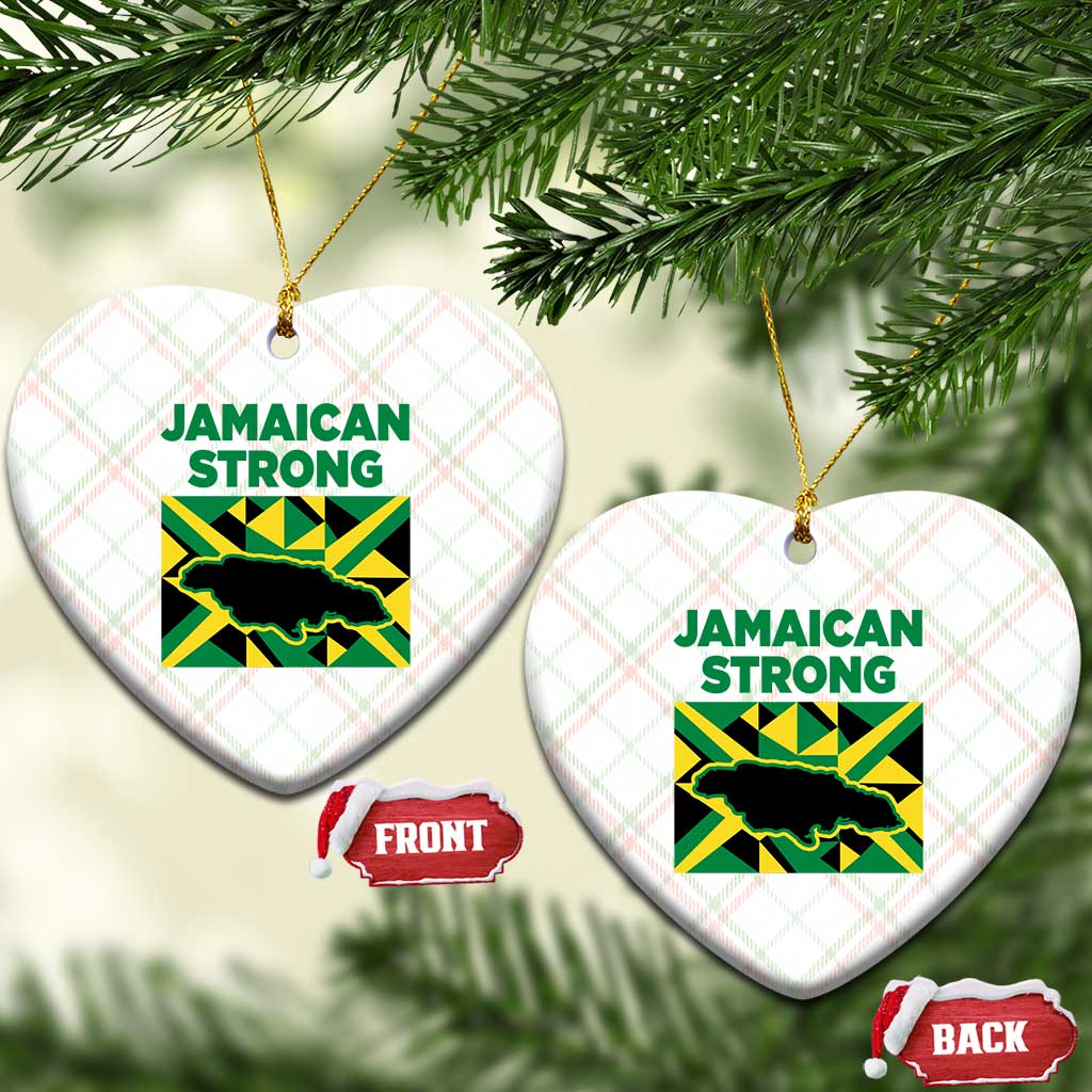 Jamaican Strong Resilience Geometric Flag Ceramic Ornament Abstract Island Map and Heritage TS02 Print Your Wear