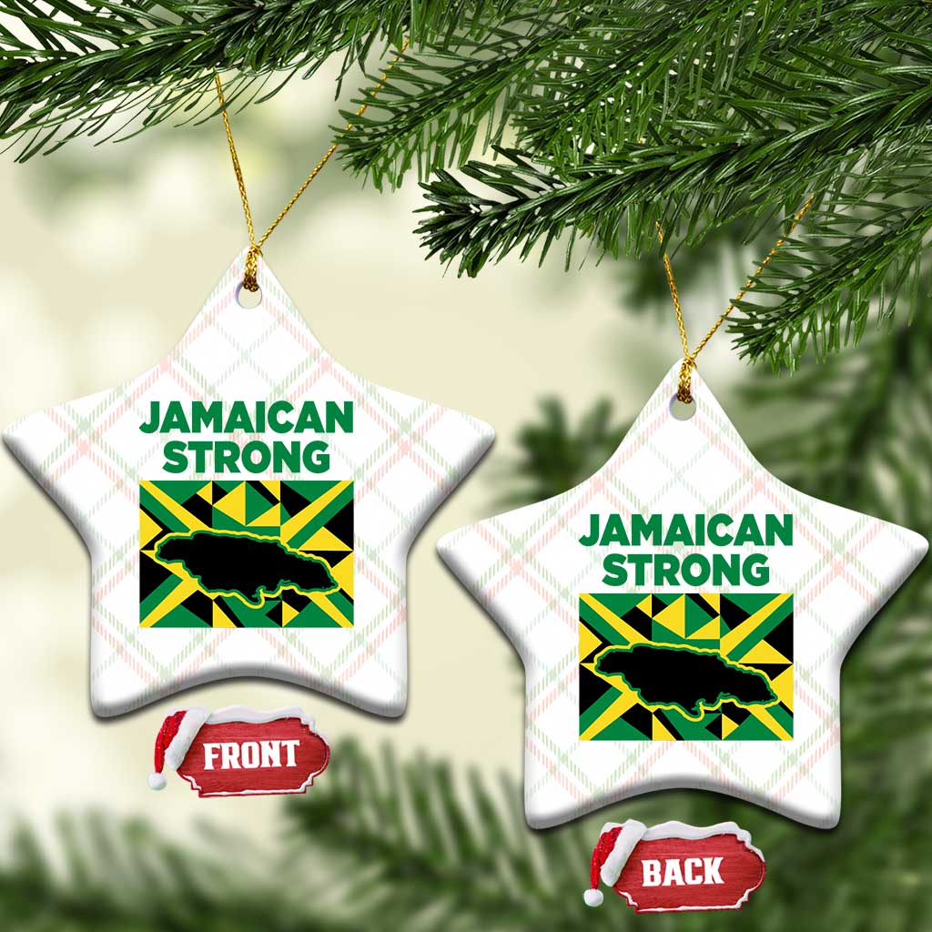 Jamaican Strong Resilience Geometric Flag Ceramic Ornament Abstract Island Map and Heritage TS02 Print Your Wear