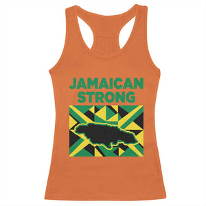 Jamaican Strong Resilience Geometric Flag Racerback Tank Top Abstract Island Map and Heritage TS02 Orange Print Your Wear