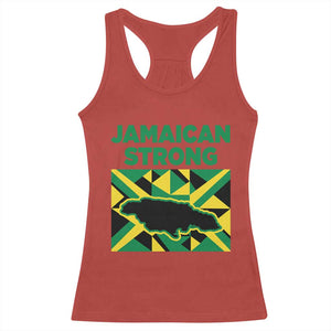 Jamaican Strong Resilience Geometric Flag Racerback Tank Top Abstract Island Map and Heritage TS02 Red Print Your Wear