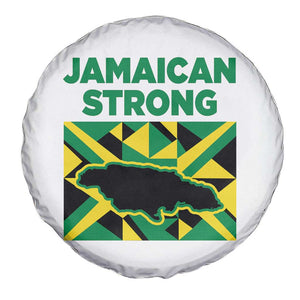 Jamaican Strong Resilience Geometric Flag Spare Tire Cover Abstract Island Map and Heritage TS02 Print Your Wear