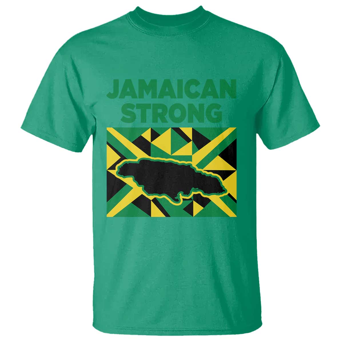 Jamaican Strong Resilience Geometric Flag T Shirt Abstract Island Map and Heritage TS02 Irish Green Print Your Wear
