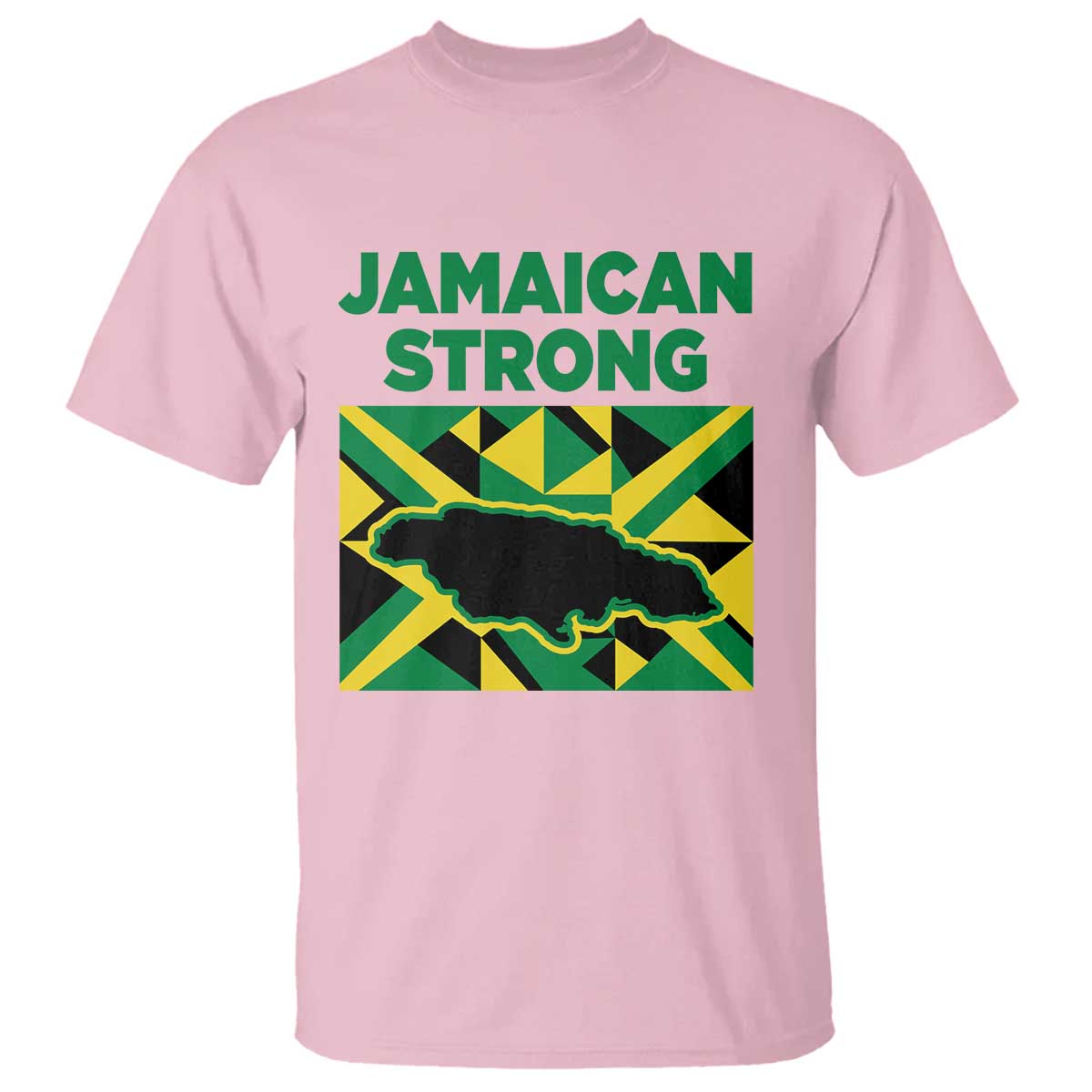 Jamaican Strong Resilience Geometric Flag T Shirt Abstract Island Map and Heritage TS02 Light Pink Print Your Wear
