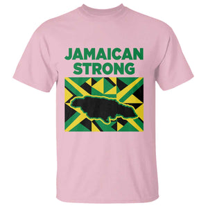 Jamaican Strong Resilience Geometric Flag T Shirt Abstract Island Map and Heritage TS02 Light Pink Print Your Wear