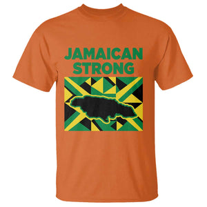 Jamaican Strong Resilience Geometric Flag T Shirt Abstract Island Map and Heritage TS02 Orange Print Your Wear
