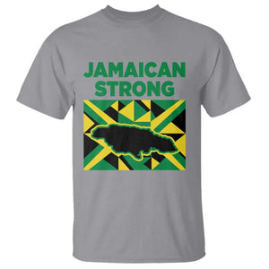 Jamaican Strong Resilience Geometric Flag T Shirt Abstract Island Map and Heritage TS02 Sport Gray Print Your Wear