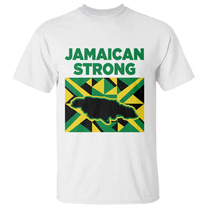 Jamaican Strong Resilience Geometric Flag T Shirt Abstract Island Map and Heritage TS02 White Print Your Wear