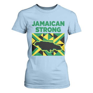 Jamaican Strong Resilience Geometric Flag T Shirt For Women Abstract Island Map and Heritage TS02 Light Blue Print Your Wear