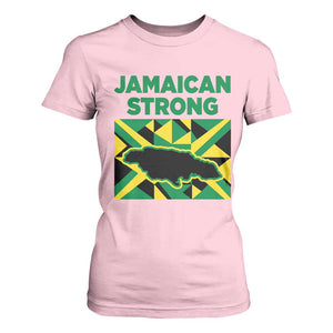 Jamaican Strong Resilience Geometric Flag T Shirt For Women Abstract Island Map and Heritage TS02 Light Pink Print Your Wear