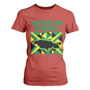 Jamaican Strong Resilience Geometric Flag T Shirt For Women Abstract Island Map and Heritage TS02 Red Print Your Wear