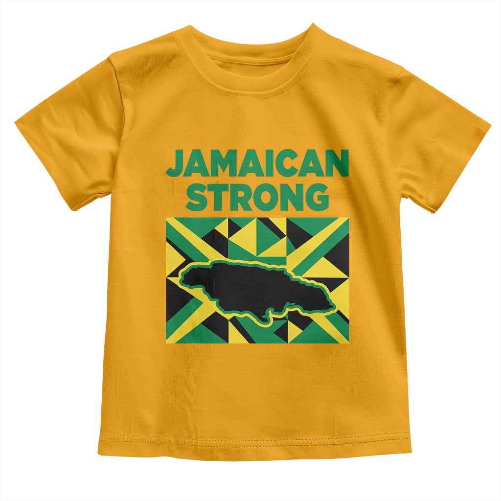 Jamaican Strong Resilience Geometric Flag Toddler T Shirt Abstract Island Map and Heritage TS02 Gold Print Your Wear