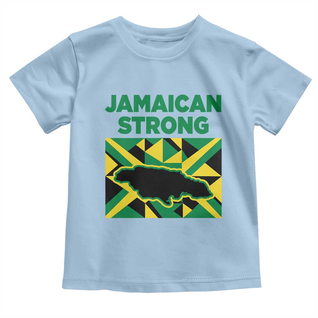 Jamaican Strong Resilience Geometric Flag Toddler T Shirt Abstract Island Map and Heritage TS02 Light Blue Print Your Wear