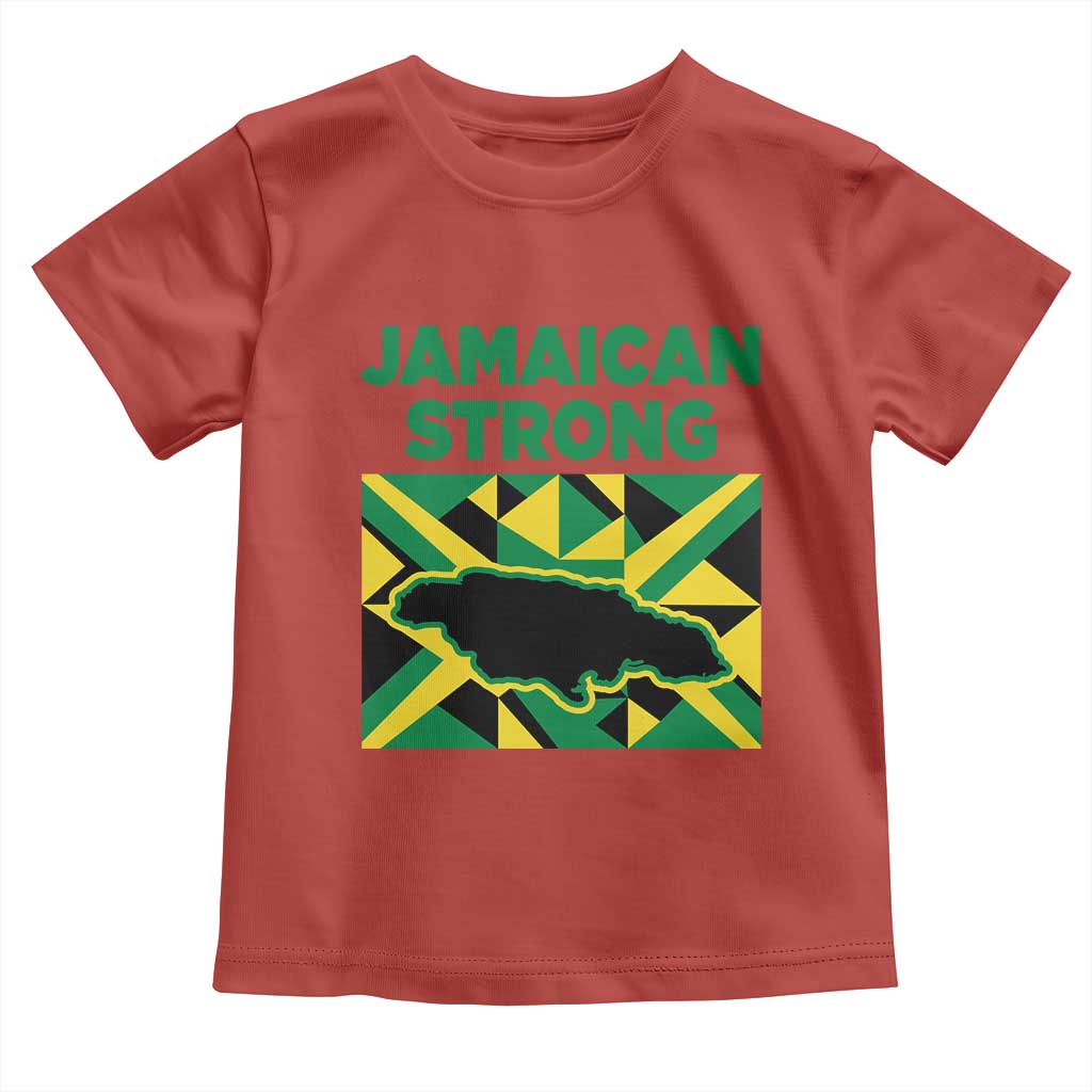 Jamaican Strong Resilience Geometric Flag Toddler T Shirt Abstract Island Map and Heritage TS02 Red Print Your Wear