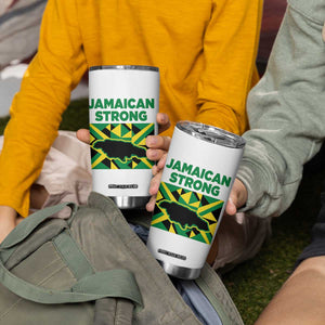 Jamaican Strong Resilience Geometric Flag Tumbler Cup Abstract Island Map and Heritage TS02 Print Your Wear