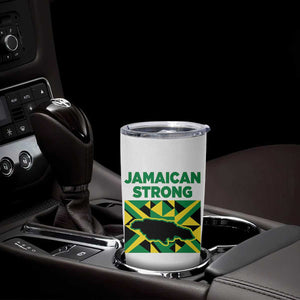 Jamaican Strong Resilience Geometric Flag Tumbler Cup Abstract Island Map and Heritage TS02 Print Your Wear