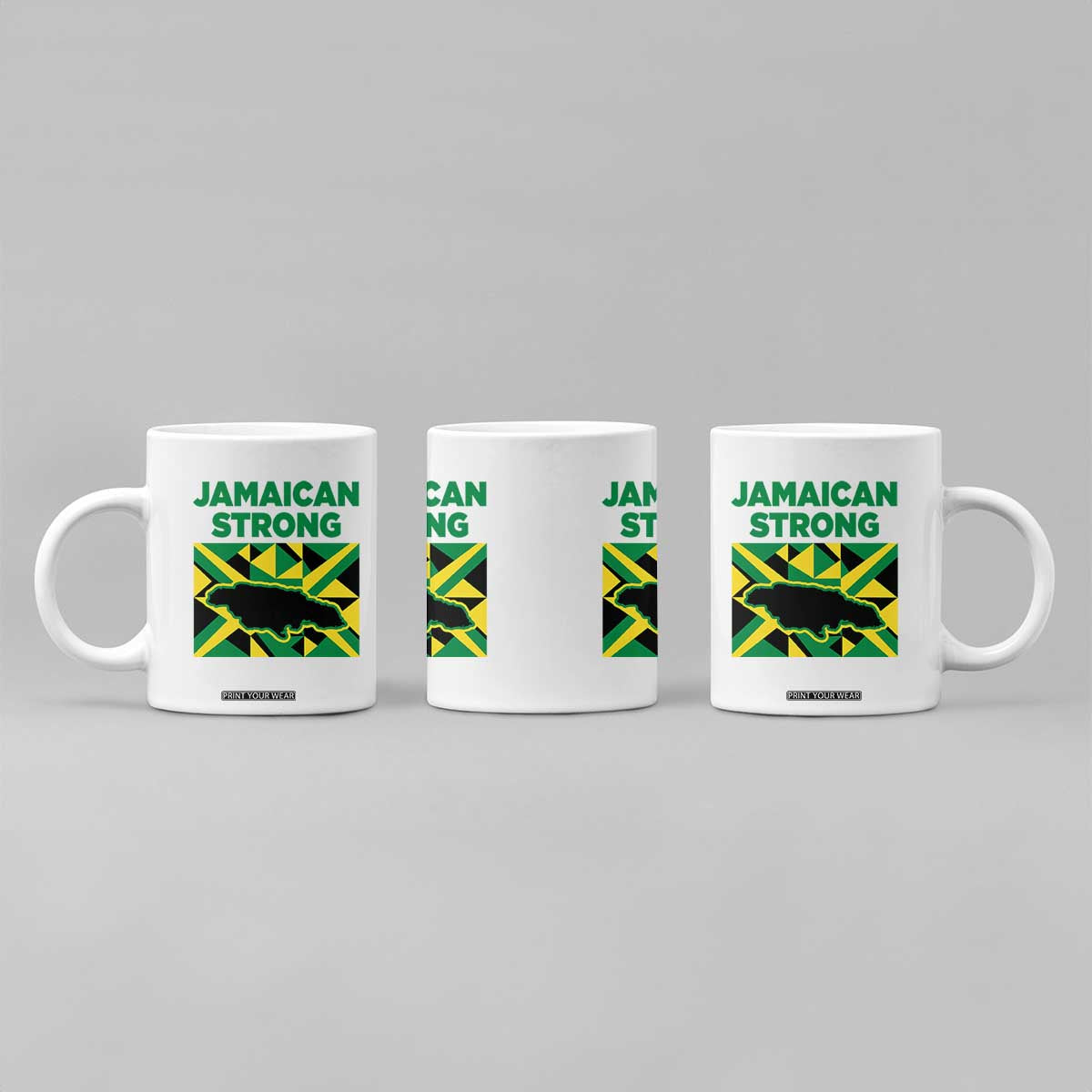 Jamaican Strong Resilience Geometric Flag Coffee Mug Abstract Island Map and Heritage TS02 Print Your Wear