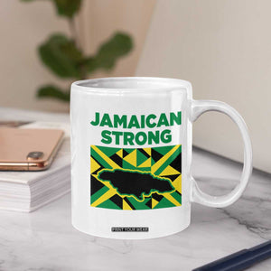 Jamaican Strong Resilience Geometric Flag Coffee Mug Abstract Island Map and Heritage TS02 Print Your Wear