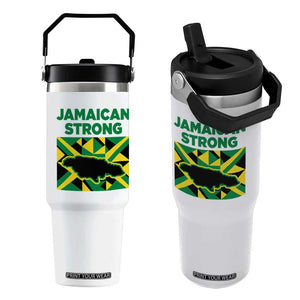 Jamaican Strong Resilience Geometric Flag Flip Straw Tumbler Abstract Island Map and Heritage TS02 One Size: 30 oz White Print Your Wear