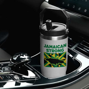 Jamaican Strong Resilience Geometric Flag Flip Straw Tumbler Abstract Island Map and Heritage TS02 Print Your Wear