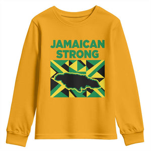 Jamaican Strong Resilience Geometric Flag Youth Sweatshirt Abstract Island Map and Heritage TS02 Gold Print Your Wear