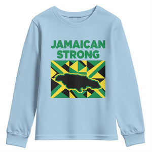 Jamaican Strong Resilience Geometric Flag Youth Sweatshirt Abstract Island Map and Heritage TS02 Light Blue Print Your Wear