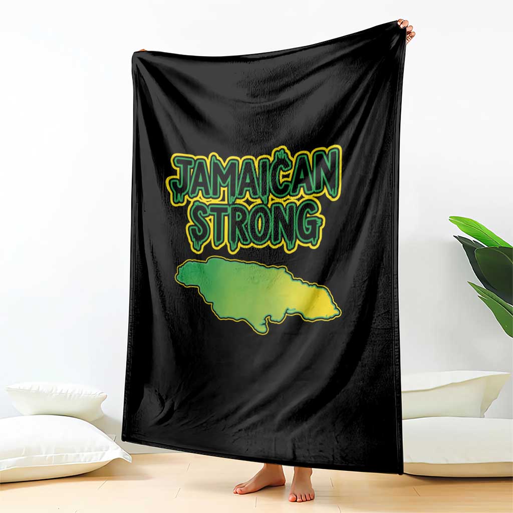 Jamaican Strong Resilience Graphic Throw Blanket Caribbean Island Map Silhouette TS02 Print Your Wear