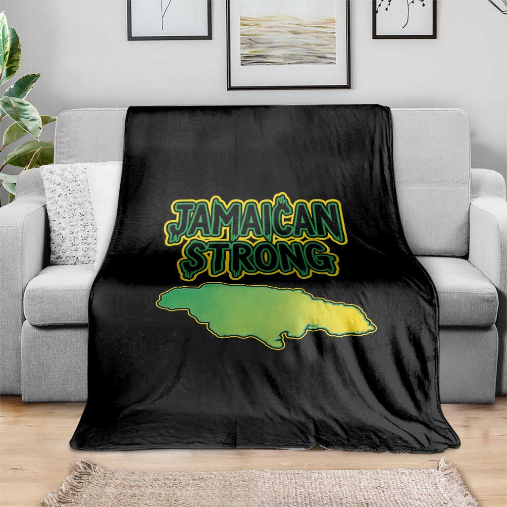 Jamaican Strong Resilience Graphic Throw Blanket Caribbean Island Map Silhouette TS02 Print Your Wear