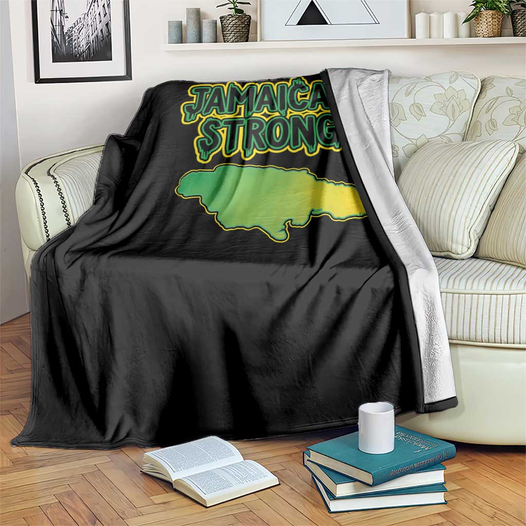 Jamaican Strong Resilience Graphic Throw Blanket Caribbean Island Map Silhouette TS02 Print Your Wear