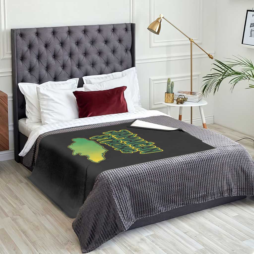 Jamaican Strong Resilience Graphic Throw Blanket Caribbean Island Map Silhouette TS02 Print Your Wear