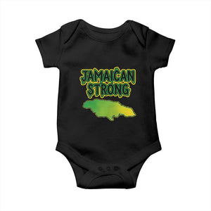 Jamaican Strong Resilience Graphic Baby Onesie Caribbean Island Map Silhouette TS02 Black Print Your Wear