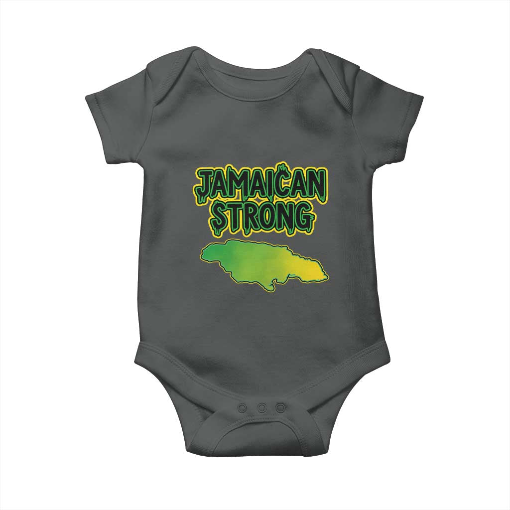Jamaican Strong Resilience Graphic Baby Onesie Caribbean Island Map Silhouette TS02 Dark Heather Print Your Wear