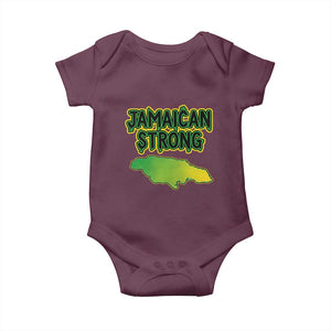 Jamaican Strong Resilience Graphic Baby Onesie Caribbean Island Map Silhouette TS02 Maroon Print Your Wear