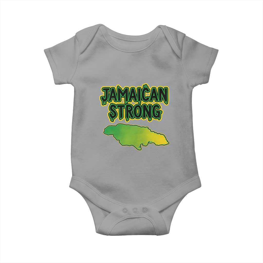 Jamaican Strong Resilience Graphic Baby Onesie Caribbean Island Map Silhouette TS02 Sport Gray Print Your Wear