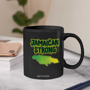 Jamaican Strong Resilience Graphic Coffee Mug Caribbean Island Map Silhouette TS02 Print Your Wear