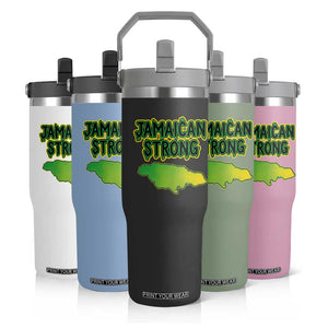 Jamaican Strong Resilience Graphic Flip Straw Tumbler Caribbean Island Map Silhouette TS02 Print Your Wear