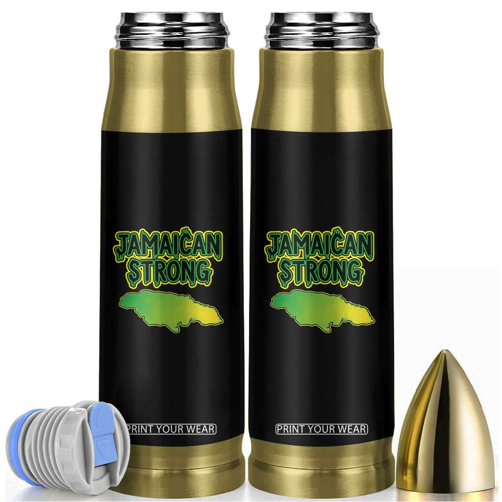 Jamaican Strong Resilience Graphic Bullet Tumbler Caribbean Island Map Silhouette TS02 Black Print Your Wear