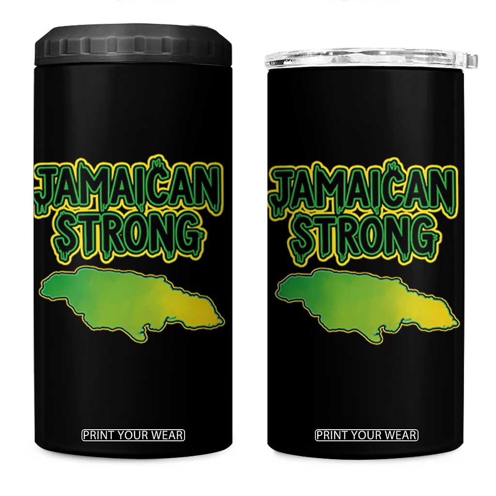 Jamaican Strong Resilience Graphic 4 in 1 Can Cooler Tumbler Caribbean Island Map Silhouette TS02 One Size: 16 oz Black Print Your Wear