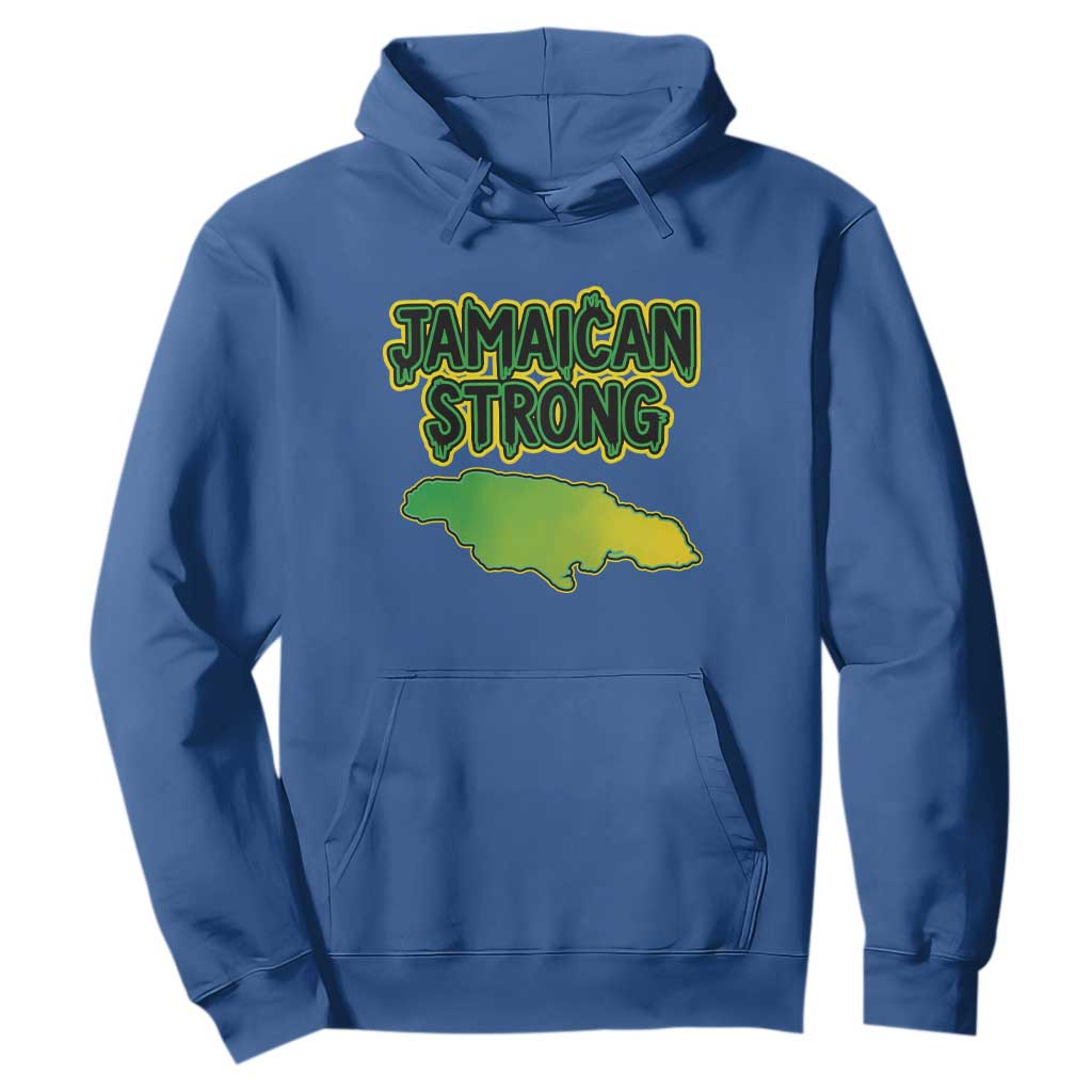 Jamaican Strong Resilience Graphic Hoodie Caribbean Island Map Silhouette TS02 Royal Blue Print Your Wear