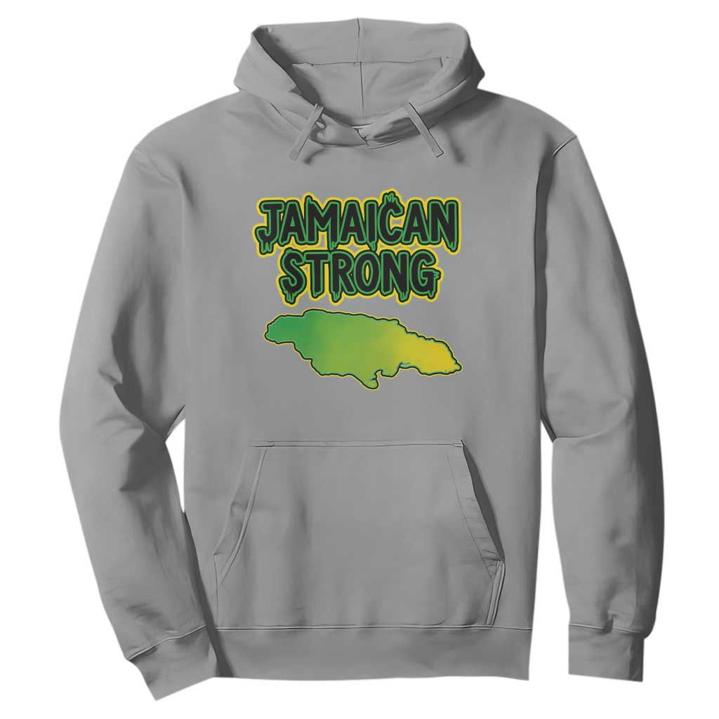 Jamaican Strong Resilience Graphic Hoodie Caribbean Island Map Silhouette TS02 Sport Gray Print Your Wear