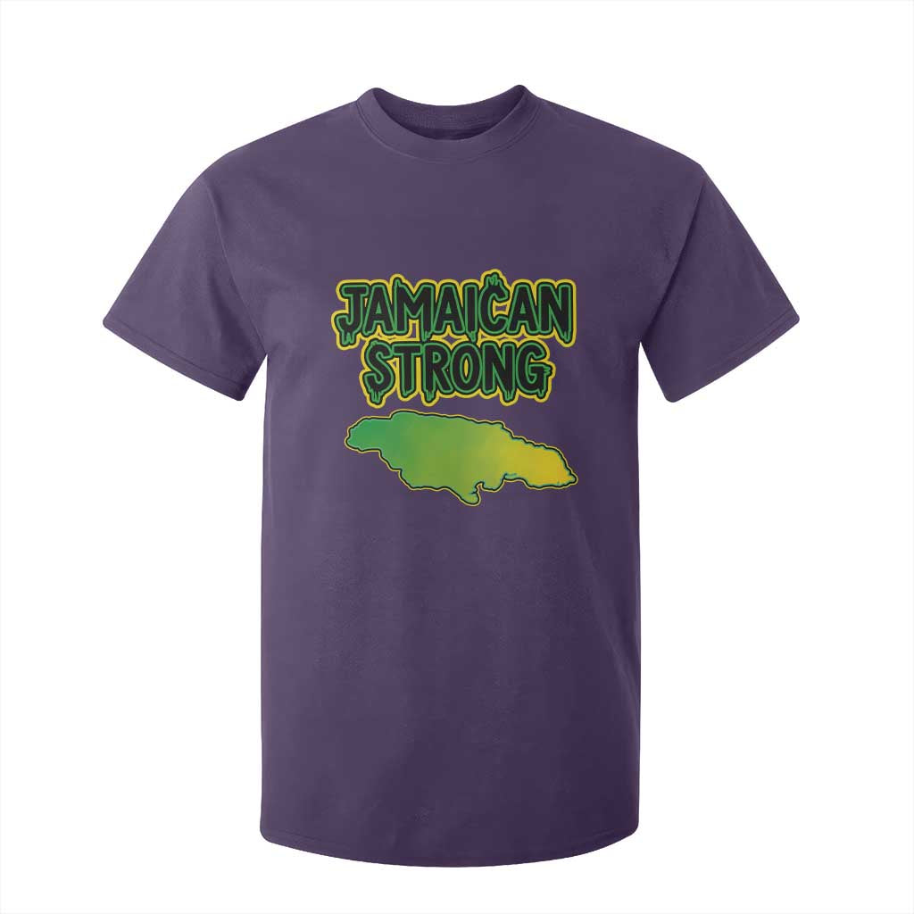 Jamaican Strong Resilience Graphic T Shirt For Kid Caribbean Island Map Silhouette TS02 Purple Print Your Wear