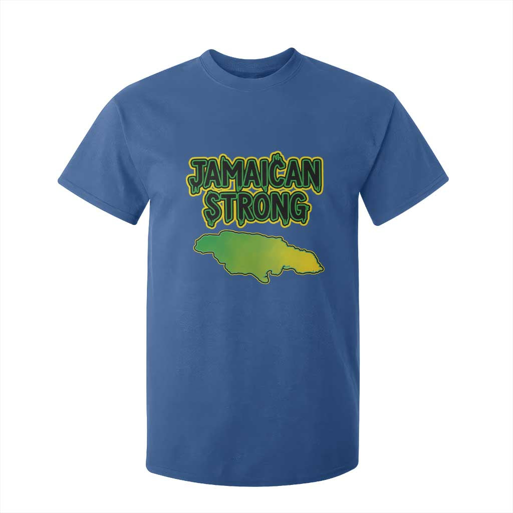 Jamaican Strong Resilience Graphic T Shirt For Kid Caribbean Island Map Silhouette TS02 Royal Blue Print Your Wear
