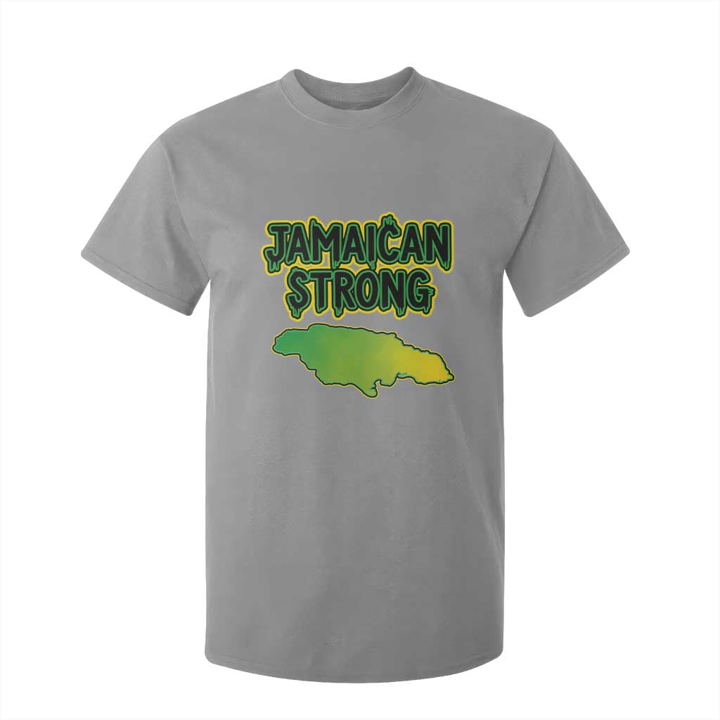 Jamaican Strong Resilience Graphic T Shirt For Kid Caribbean Island Map Silhouette TS02 Sport Gray Print Your Wear