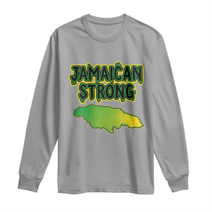 Jamaican Strong Resilience Graphic Long Sleeve Shirt Caribbean Island Map Silhouette TS02 Sport Gray Print Your Wear