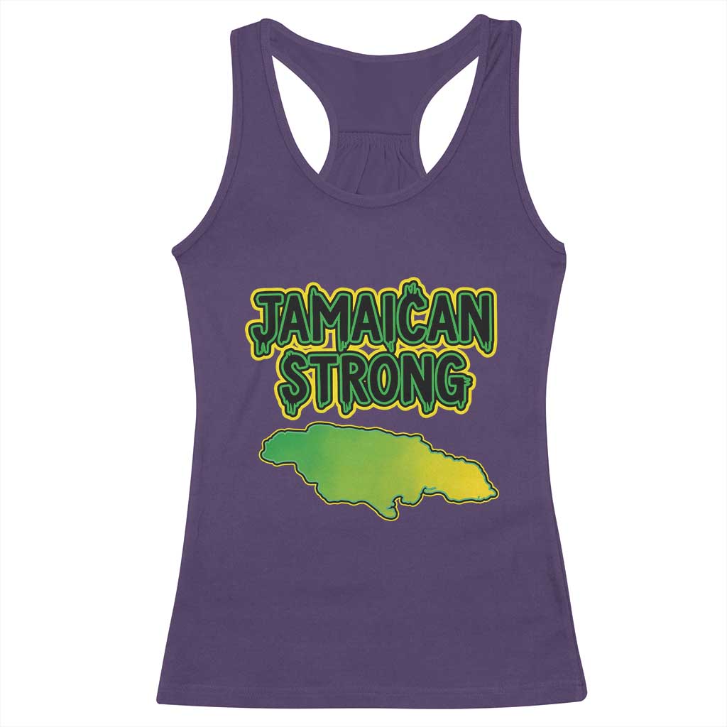 Jamaican Strong Resilience Graphic Racerback Tank Top Caribbean Island Map Silhouette TS02 Purple Print Your Wear