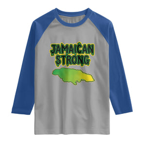 Jamaican Strong Resilience Graphic Raglan Shirt Caribbean Island Map Silhouette TS02 Sport Gray Royal Print Your Wear